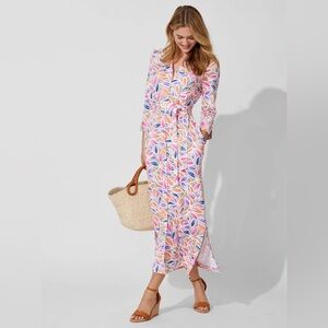 Colorful Leaf Print Wrap Dress